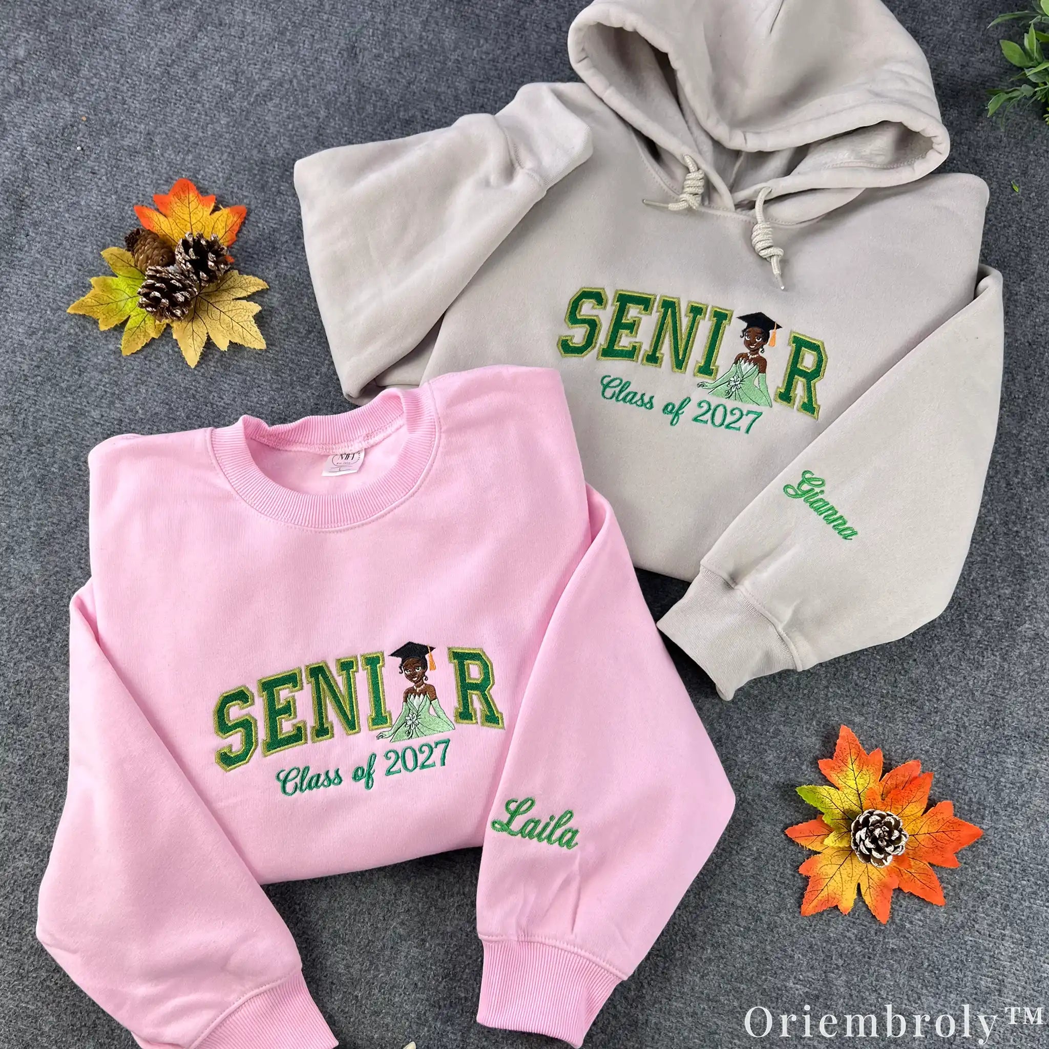 Personalized Senior 2027 Embroidered Sweatshirt – Custom Class of 2027 Graduation Crewneck, Name Sleeve Gift