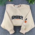 Spooky Season Embroidered Appliqué Sweatshirt – Glitter Ghost Halloween Crewneck, Cozy Fall Pullover