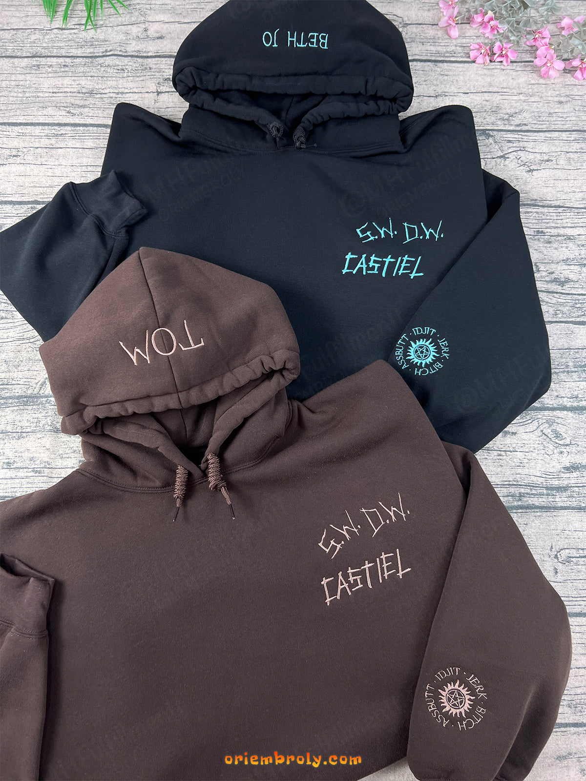 Supernatural Embroidered Sweatshirt – Dean, Sam, Castiel, Baby Car & Antipossession Symbol Hoodie – Fangirl Cosplay Jumper