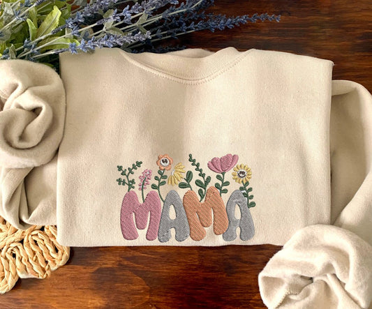 Mama Embroidered Sweatshirt - Cozy, Custom Mama Crewneck