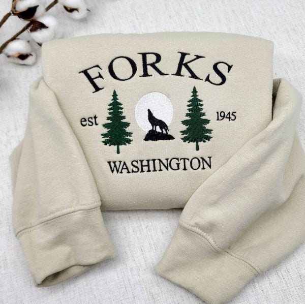 Forks Washington Embroidered Sweatshirts