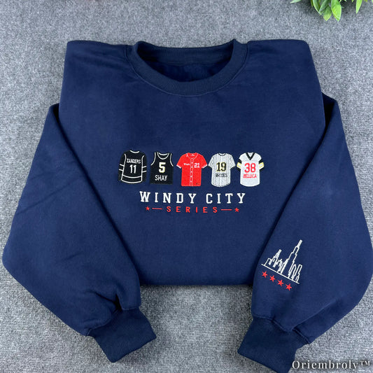 City Series Oversized Sweater - Numbered Athlete Embroidery