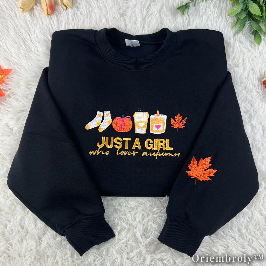 Autumn Aesthetic Embroidered Sweatshirt – Cozy Fall Lover Crewneck