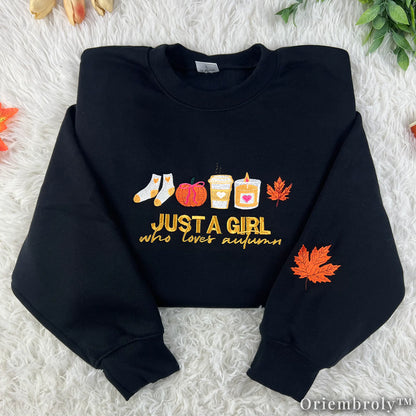 Autumn Aesthetic Embroidered Sweatshirt – Cozy Fall Lover Crewneck