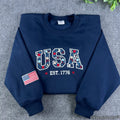 Vintage USA Floral Crewneck - Collegiate Independence Style