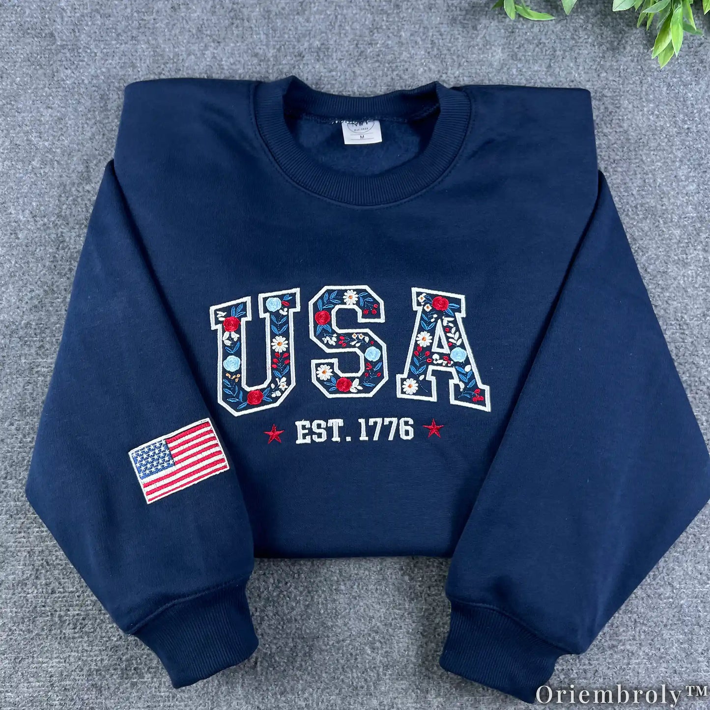 Vintage USA Floral Crewneck - Collegiate Independence Style