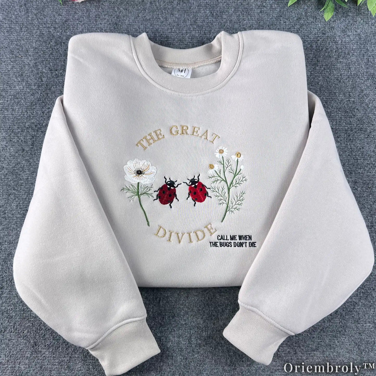 Cottagecore Folk Sweatshirt - Ladybug Wildflower Patch