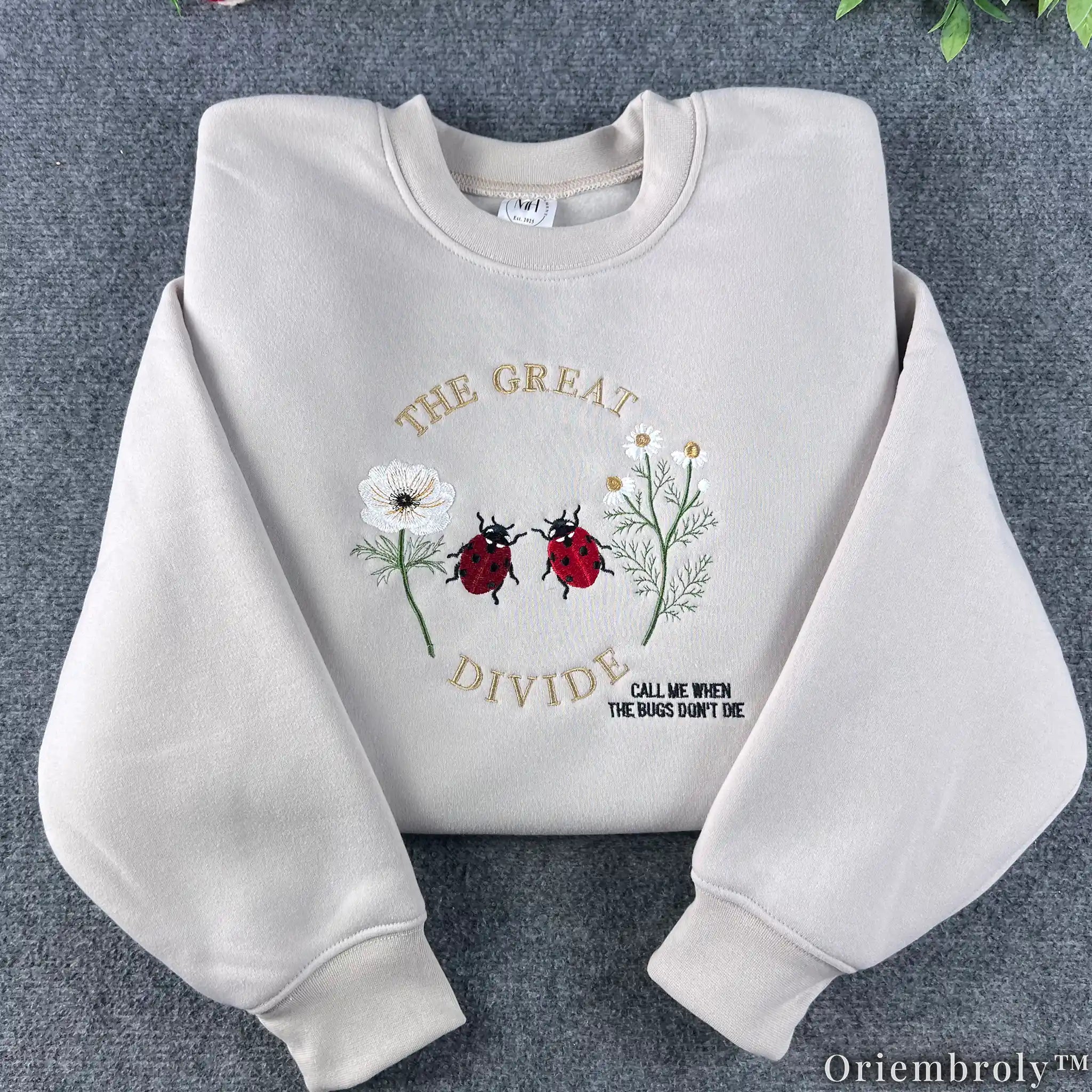 Cottagecore Folk Sweatshirt - Ladybug Wildflower Patch