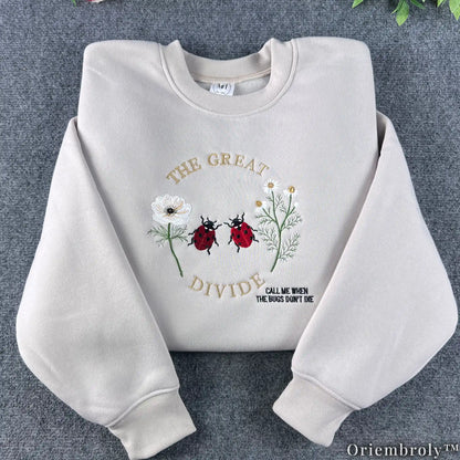 Cottagecore Folk Sweatshirt - Ladybug Wildflower Patch