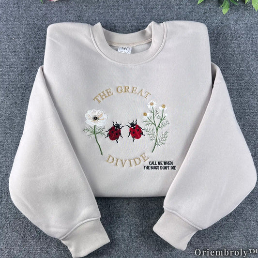 Cottagecore Folk Sweatshirt - Ladybug Wildflower Patch