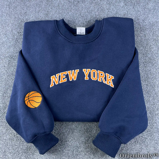 Basketball New York Navy Sweatshirt - Knicks Inspired Merch
