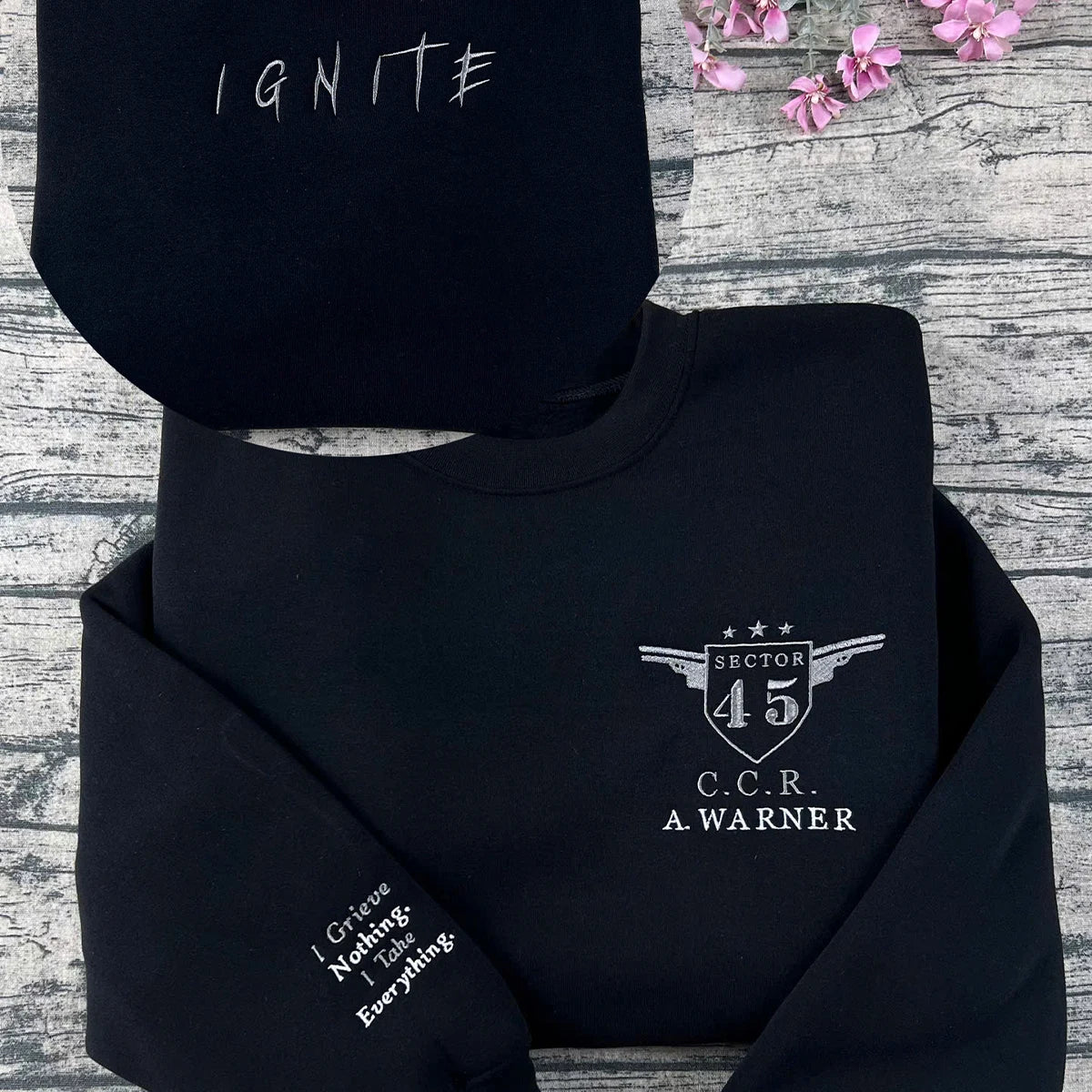 Shatter Me embroidered hoodie inspired by Aaron Warner's Sector 45 uniform