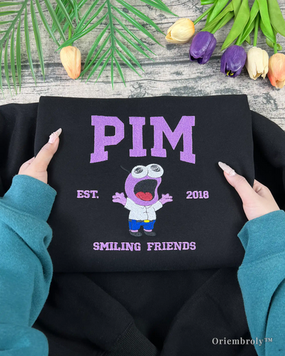 adult animation inspired embroidered crewneck