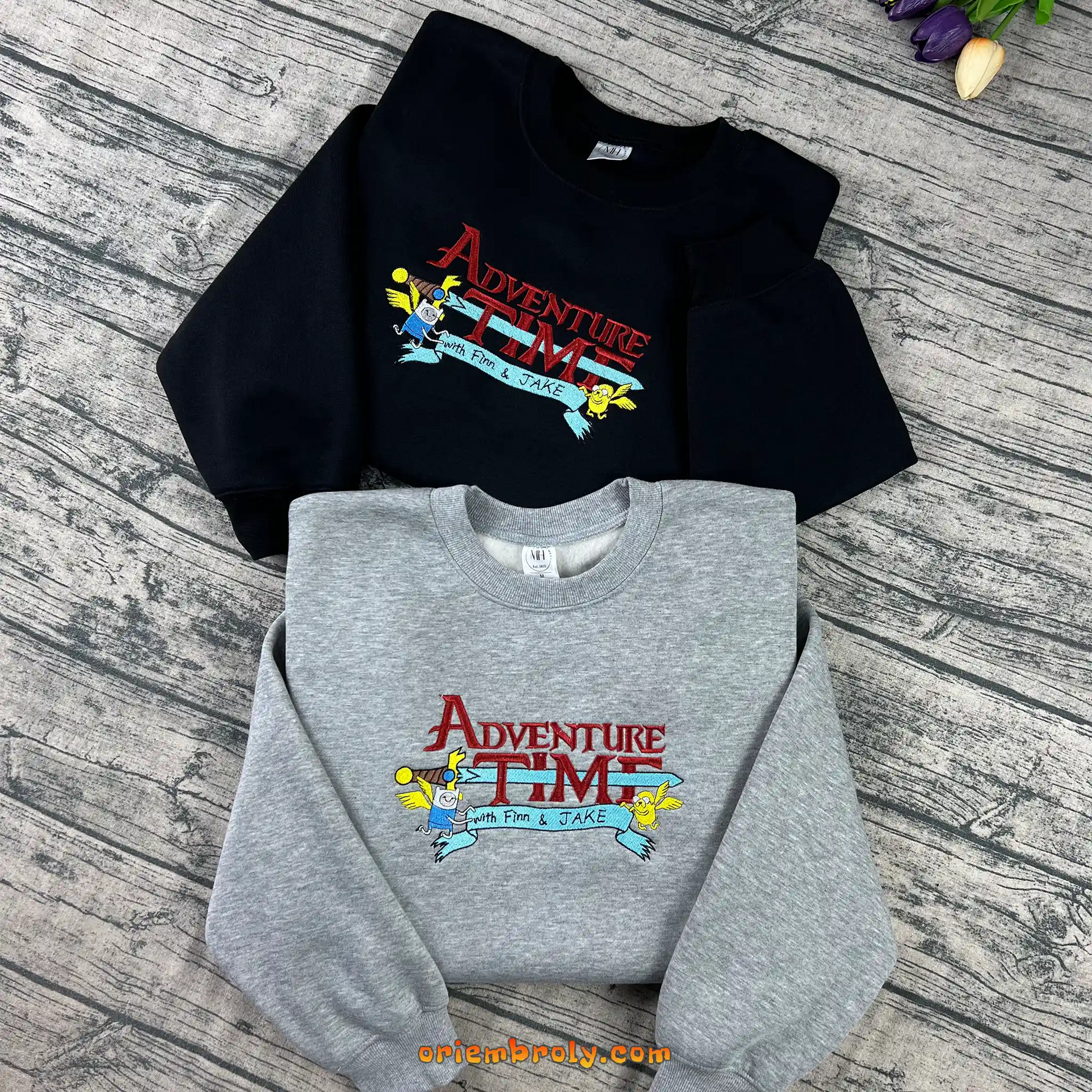 Adventure Time Finn and Jake embroidered crewneck sweatshirt