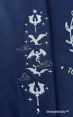 Detailed sleeve embroidery on Terrasen sweatshirt inspired by Aelin Galathynius and Throne of Glass