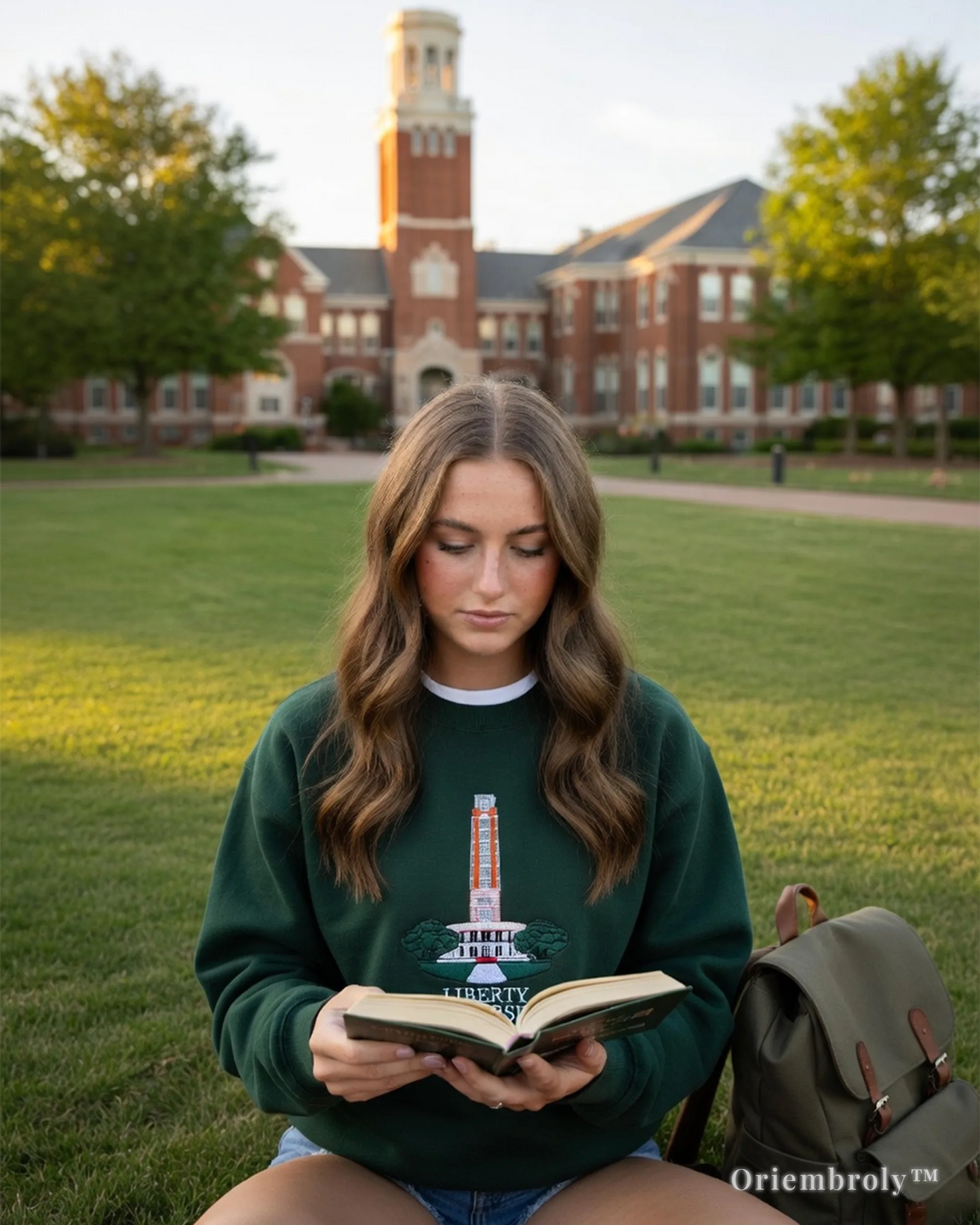 Aesthetic Auburn University gift idea: embroidered forest green sweatshirt for Auburn fans.