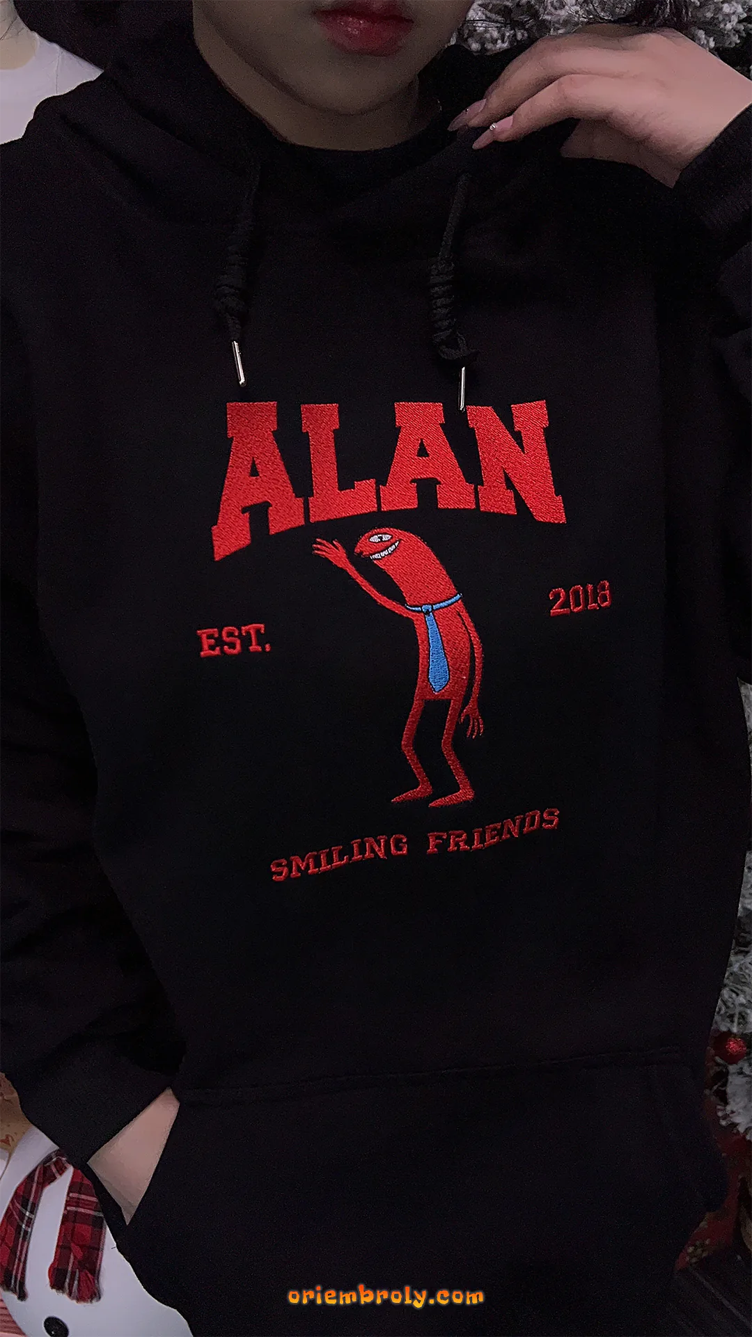 Cartoon inspired unisex black hoodie