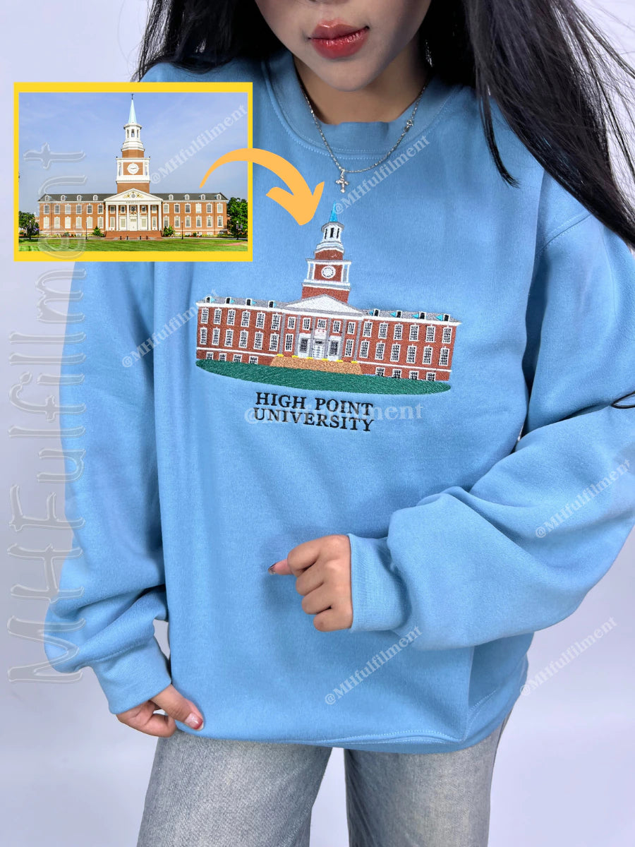 Custom College Sweatshirt – Custom Building & Name Embroidery | University Gift