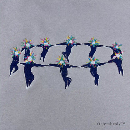 anime inspired embroidered crewneck sweatshirt flat lay