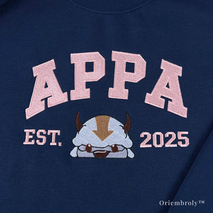 detailed embroidery flying bison character crewneck sweatshirt