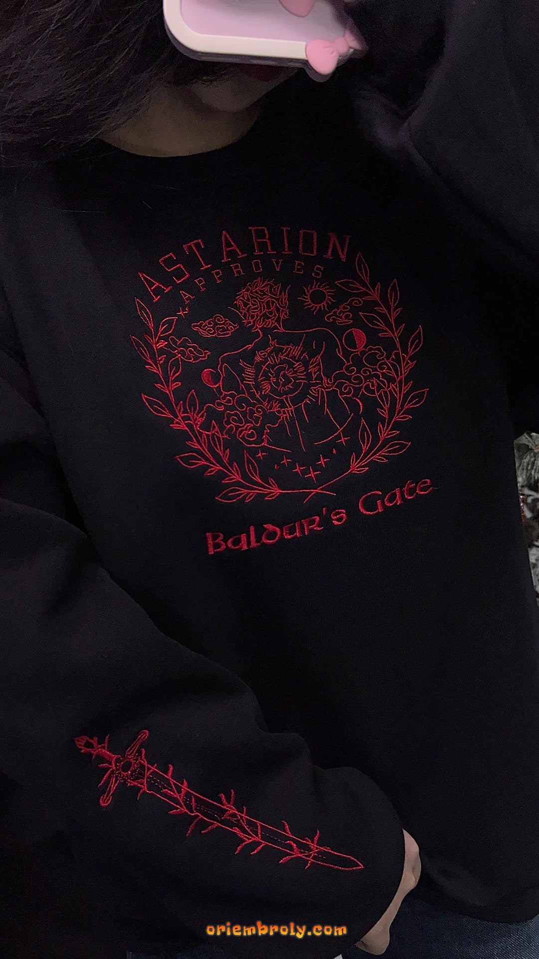 Cozy gaming-themed embroidered sweater