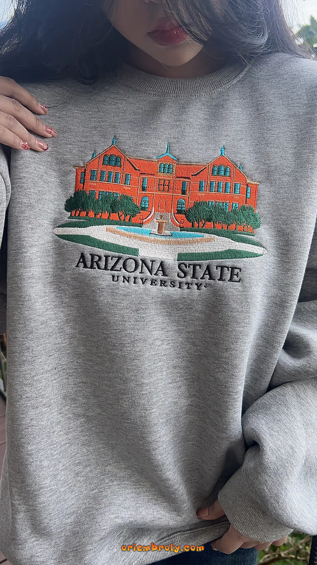 ASU college merch embroidered hoodie
