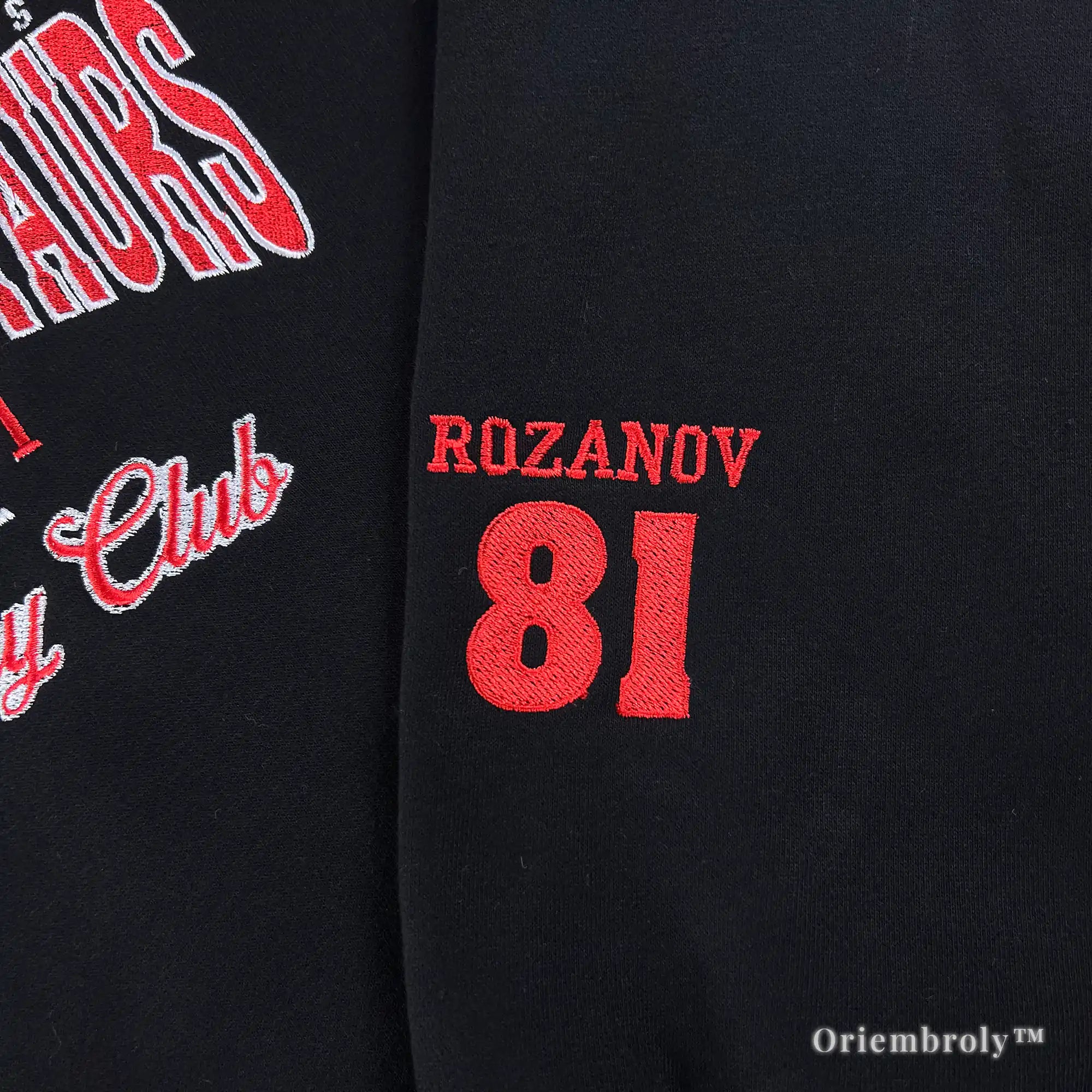 Athletic style Ottawa Centaurs hockey sweatshirt with premium chenille embroidery in red