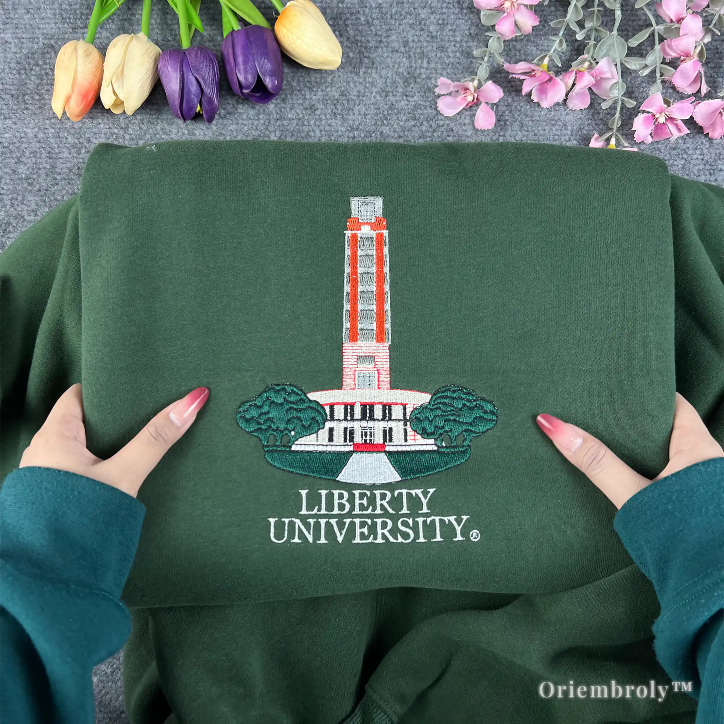 High-quality Auburn University collegiate apparel: forest green embroidered fleece pullover