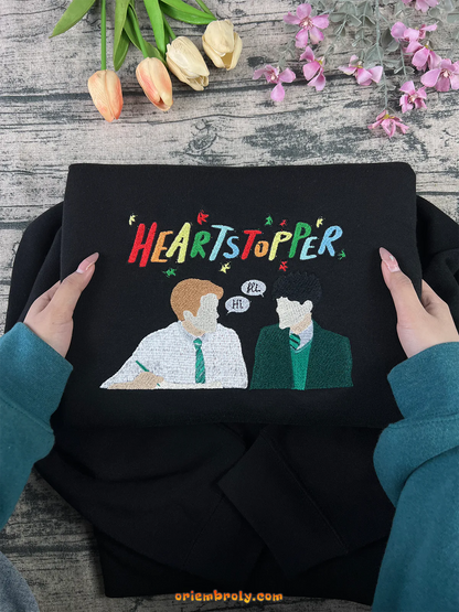 Autumn themed embroidered couple crewneck