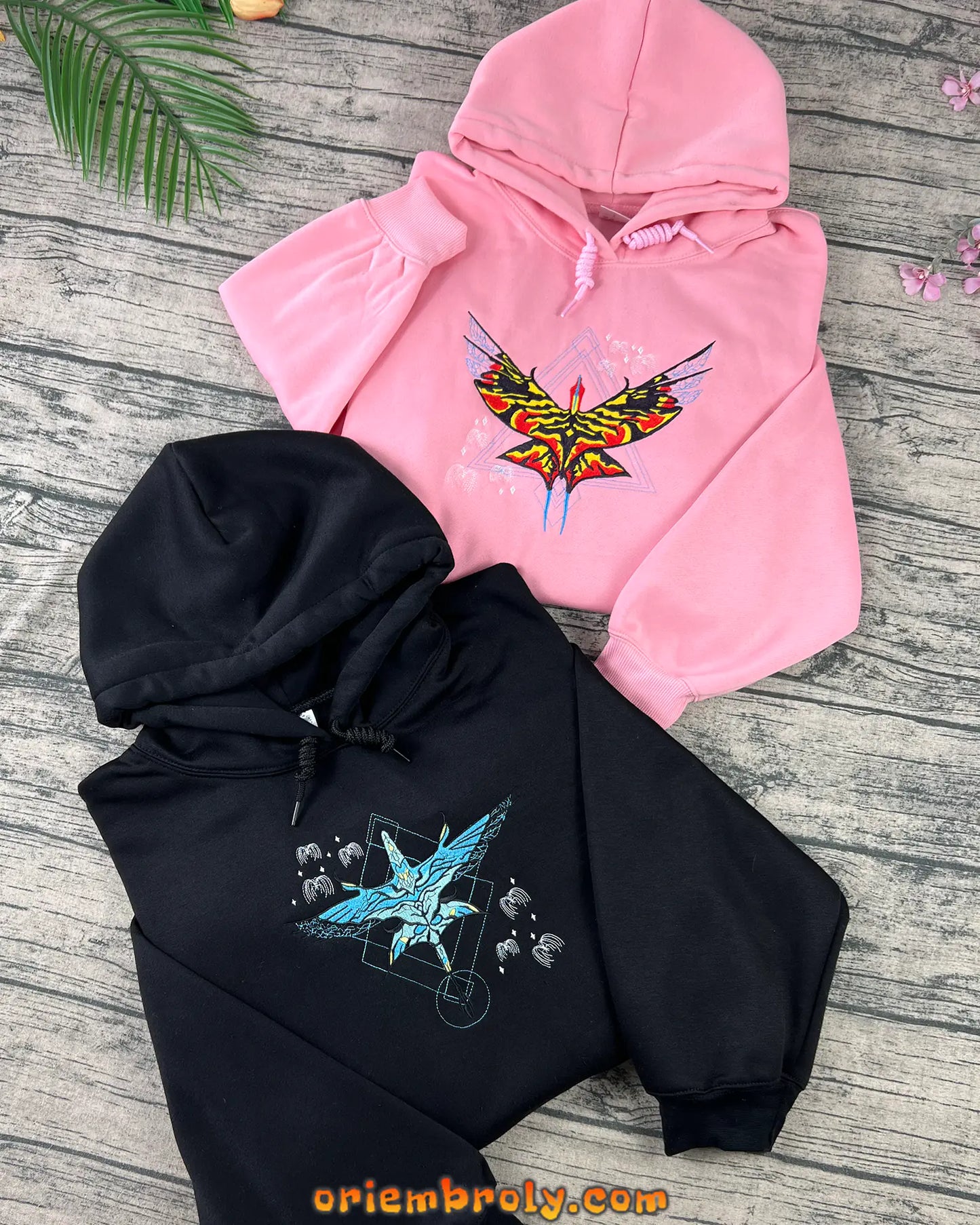 Ash embroidery detail on matching hoodie