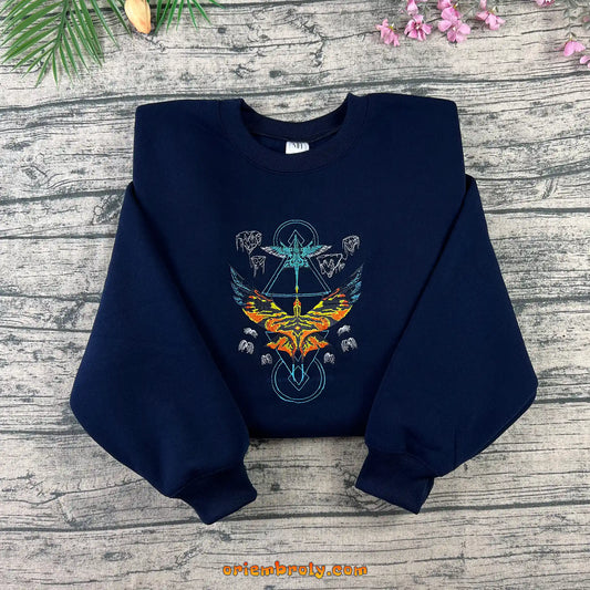 Fan-inspired Avatar embroidered hoodie with geometric design
