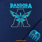 Close-up of Ikran banshee embroidery inspired by Pandora