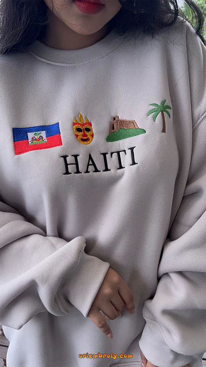 Unisex Haitian pride pullover in black