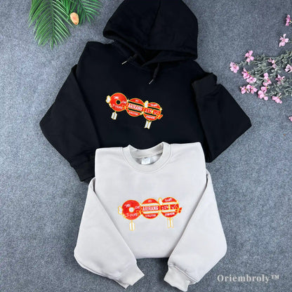 Grey Bangtan Sonyeondan (BTS) crewneck with high-quality red embroidery for ARMY