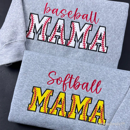 Close up "Mama" shirts featuring sports ball designs