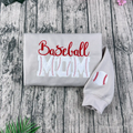 Baseball Mom embroidered applique tan crewneck sweatshirt