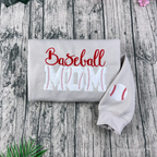 Baseball Mom embroidered applique tan crewneck sweatshirt