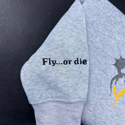 Fourth Wing Embroidered Sweatshirt with Tiny Dragons design, a must-have for fans of Basgiath War College and literary merchandise.