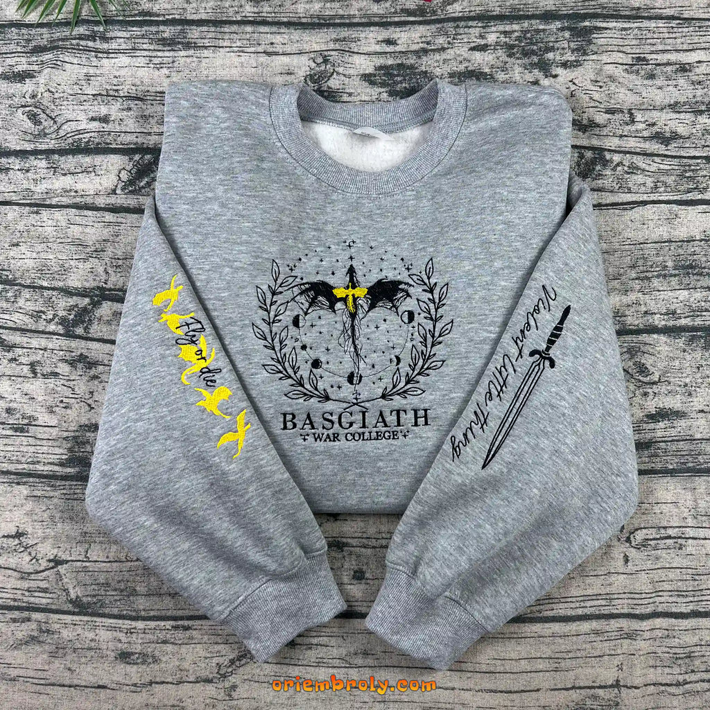 Basgiath War College embroidered crewneck sweatshirt front view