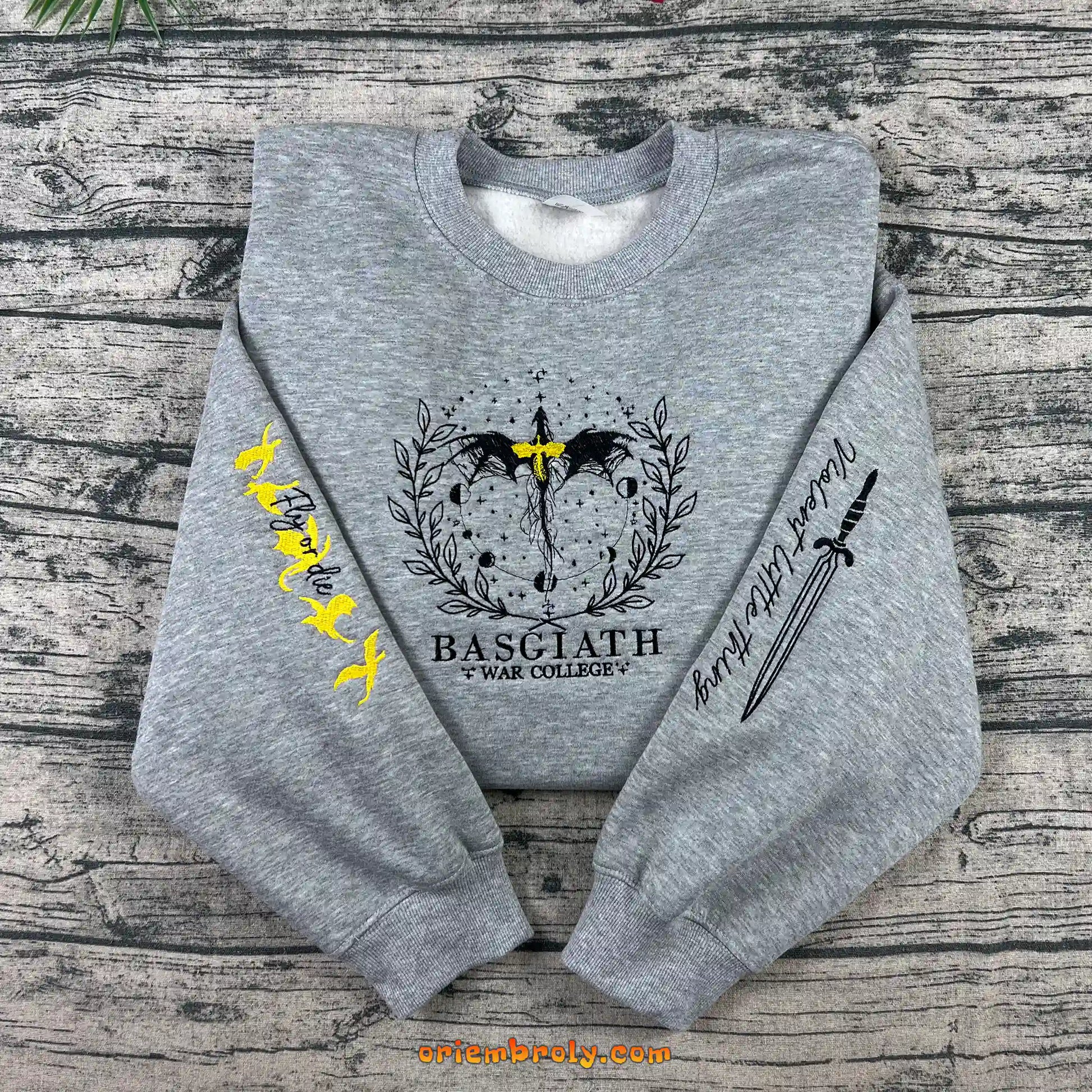 Basgiath War College embroidered crewneck sweatshirt front view