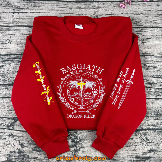 Basgiath War College embroidered sweatshirt front view