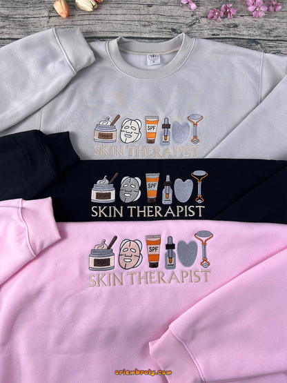 Skin Therapist Sweatshirt – Esthetician Gift Crewneck, Custom Skincare Apparel for Licensed Beautician, Spa Professional Sweater