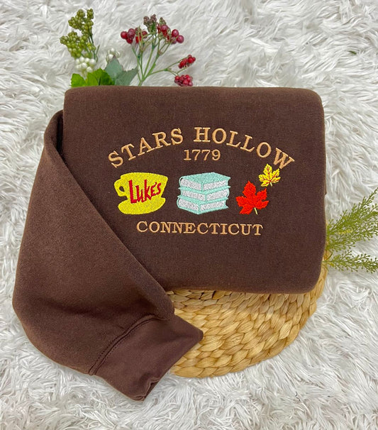 Custom Embroidered Hoodie - Stars Hollow 1779 Brown Sweatshirt