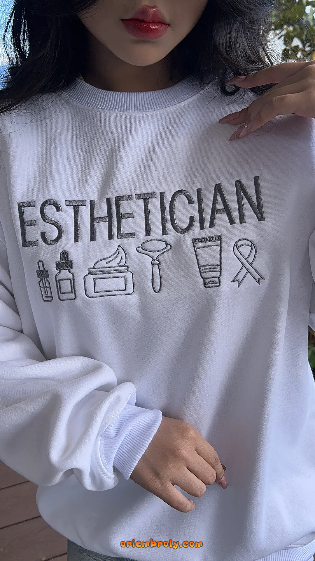 Beauty and spa themed embroidered sweatshirt