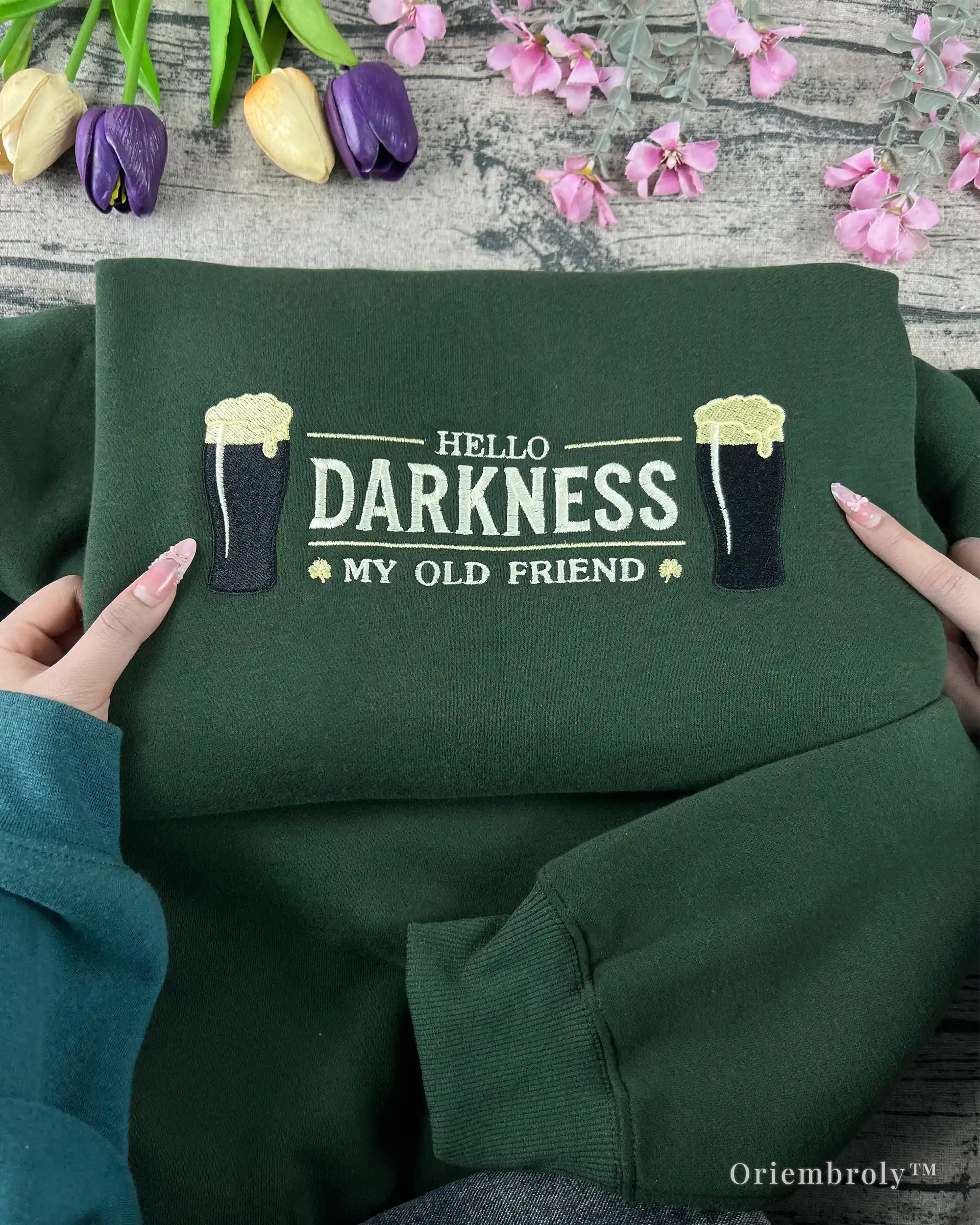 embroidered crewneck sweatshirt for beer lovers