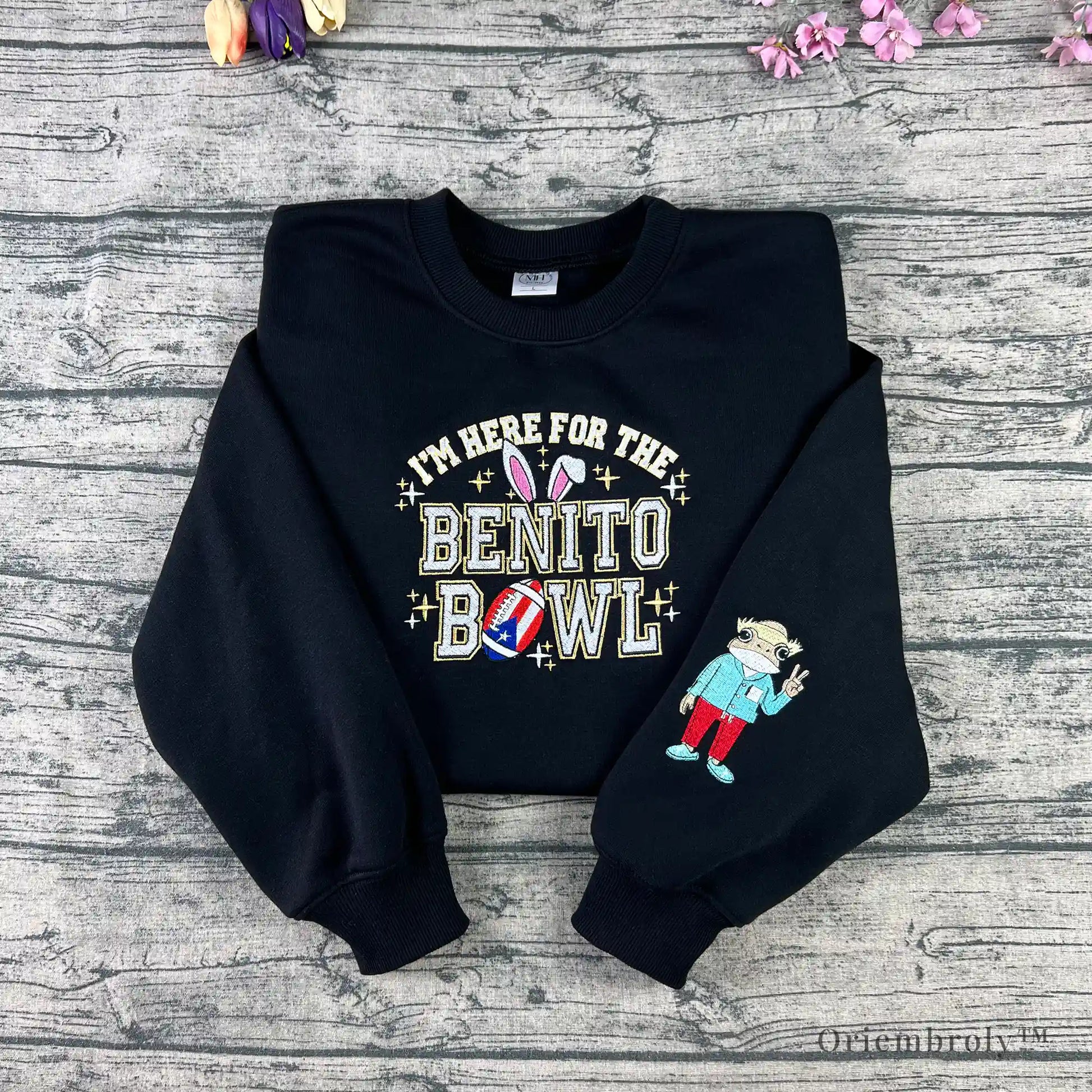 Benito Bowl halftime show embroidered black crewneck sweatshirt