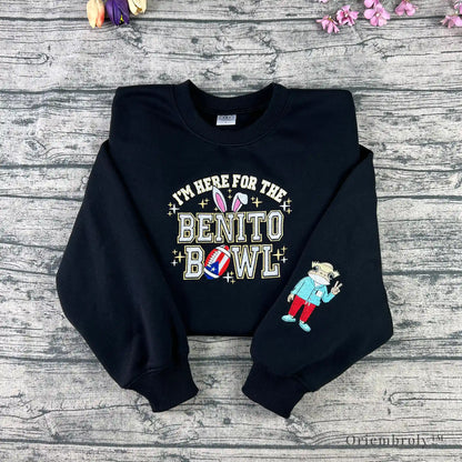Benito Bowl halftime show embroidered black crewneck sweatshirt