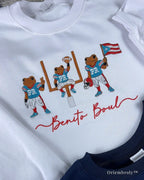 Benito Bowl script embroidery detail red satin stitching