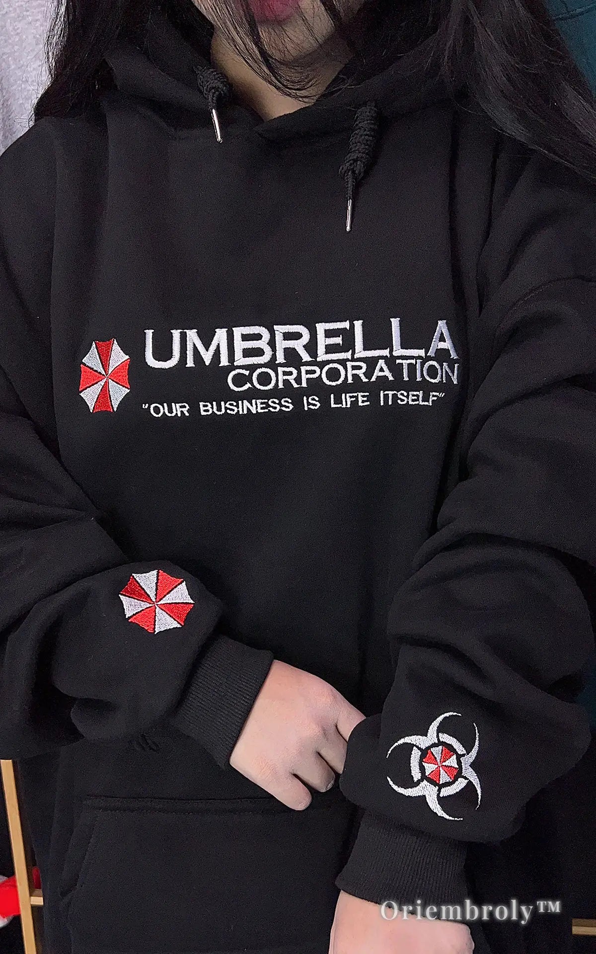 Resident Evil Biohazard and Umbrella Corp logo black hoodie, perfect gift for horror game lovers