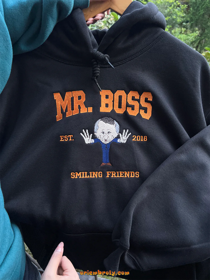 Hoodie featuring peace hand gestures embroidery